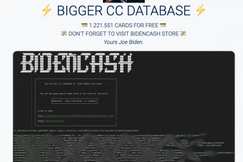 暗网梳理网站BidenCash免费赠送1.2 M支付卡